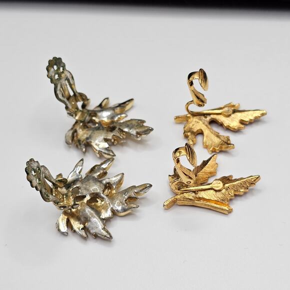 Vintage Brooch Costume Jewelry Bundle Clip On Earrings Fall Autumn Leaves - Picture 10 of 12